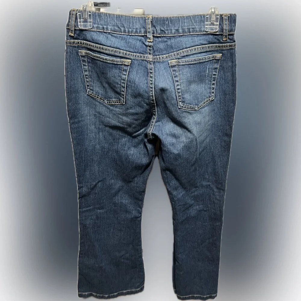 Gap Flare Blue Denim Jeans with Pink Embroidery